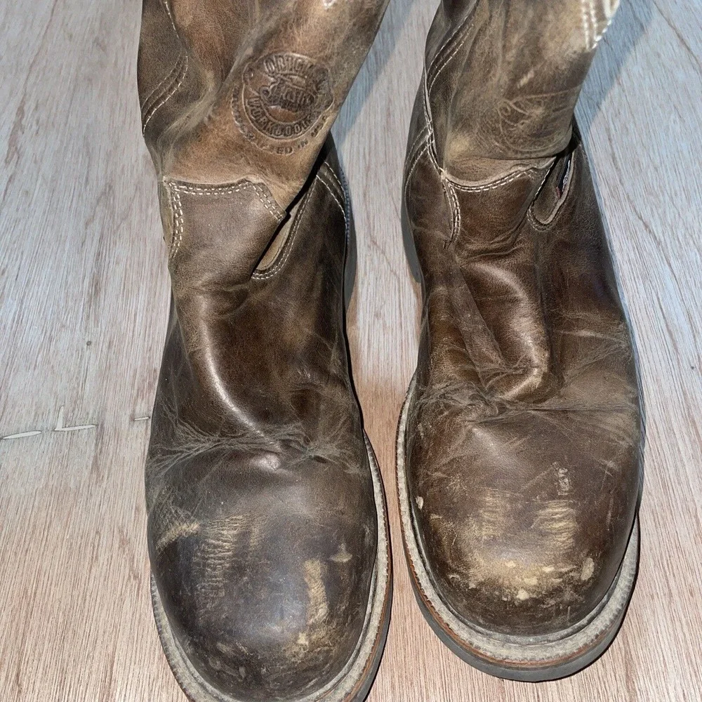 Justin Original‎ 4491 Brown Leather J-Max Slip On Men Work Boots SZ 10 EE